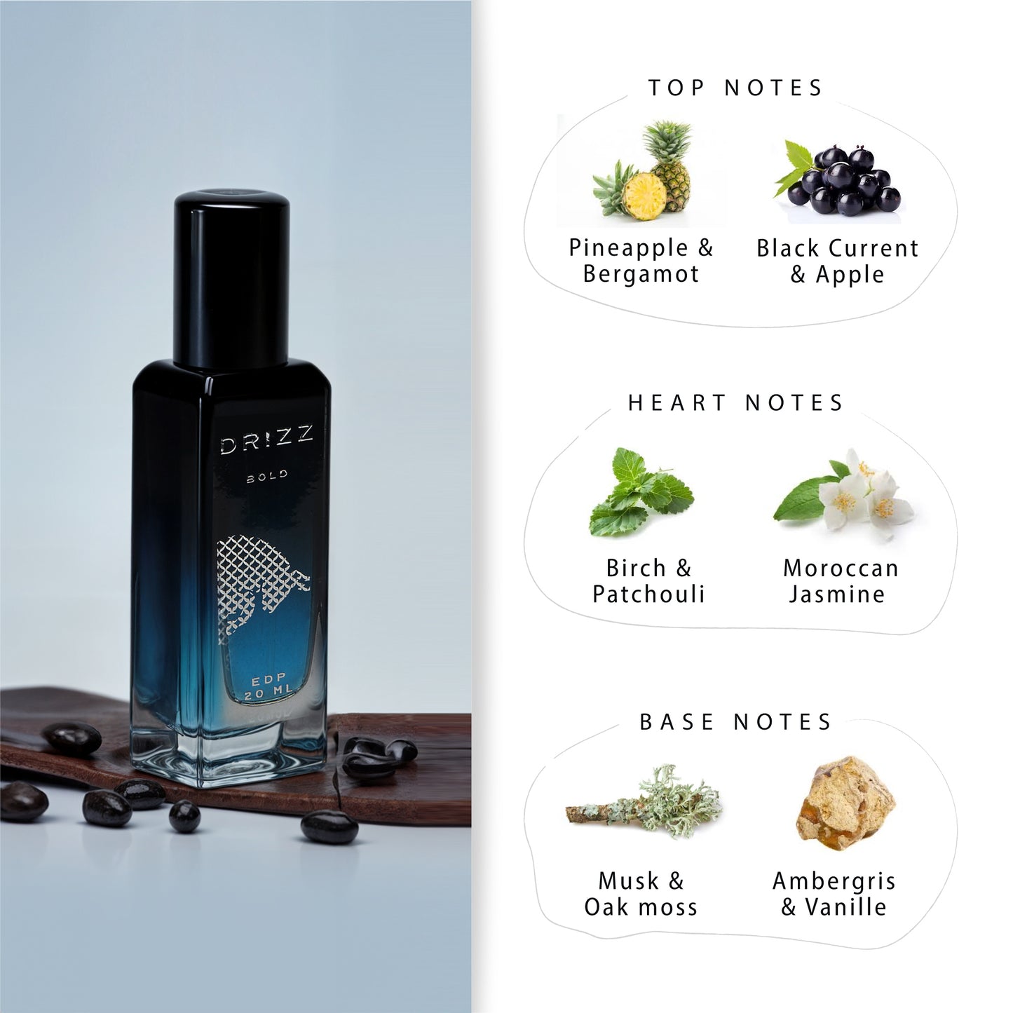 DRIZZ Flex Luxury Men Eau De Parfum Gift Set 4x20ml for Men with Untamed, Blaze, Bold, Player Perfumes