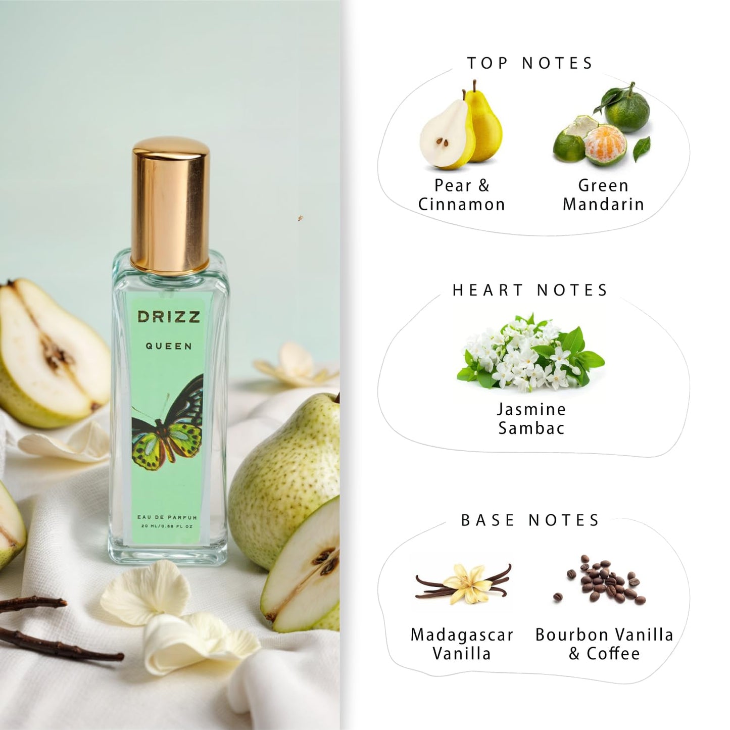 DRIZZ Glow Up Luxury Women Eau De Parfum Gift Set 4x20ml for Women with Crush, Femme, Queen, Good Vibes Perfumes