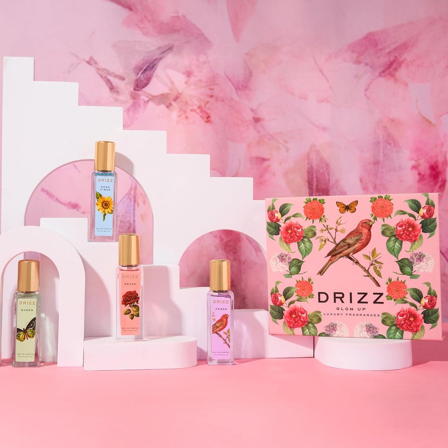 DRIZZ Glow Up Luxury Women Eau De Parfum Gift Set 4x20ml for Women with Crush, Femme, Queen, Good Vibes Perfumes
