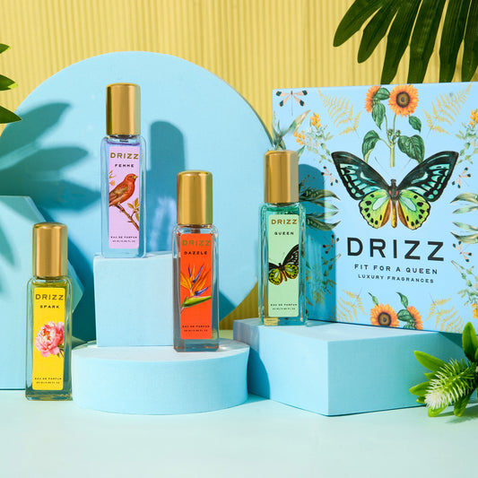DRIZZ Fit for a Queen Luxury Women Eau De Parfum Gift Set 4x20ml for Women with Spark, Femme, Dazzle, Queen Perfumes