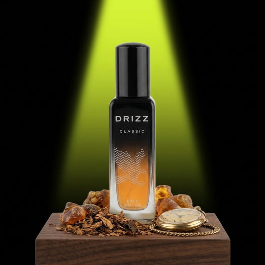 DRIZZ Classic 20ml Eau de Parfum — Gen Z scene on black with lime neon