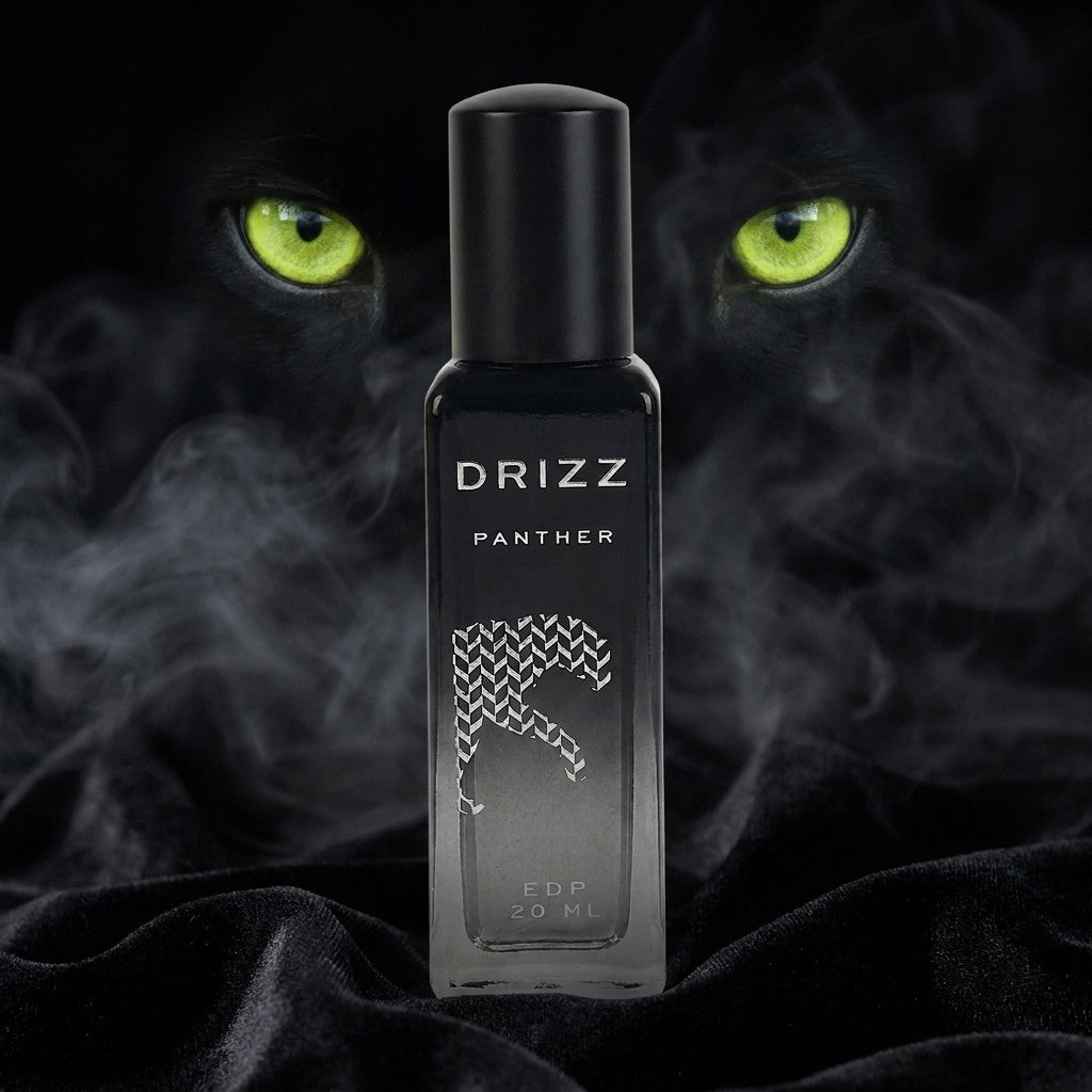 DRIZZ Panther 20ml Eau de Parfum — Gen Z scene on black with lime neon