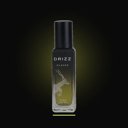 DRIZZ Player 20ml Eau de Parfum — studio shot on black