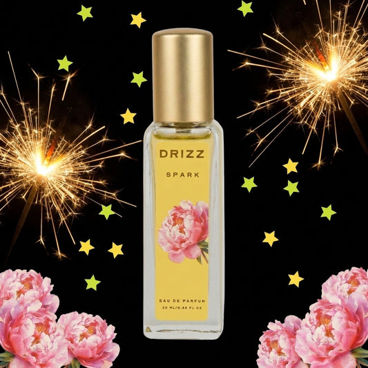DRIZZ Spark 20ml Eau de Parfum — Gen Z scene on black with lime neon