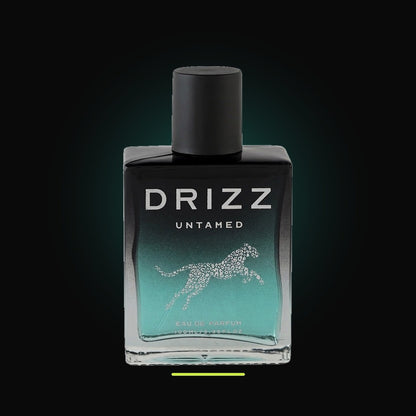 DRIZZ Untamed 100ml Eau de Parfum — studio shot on black